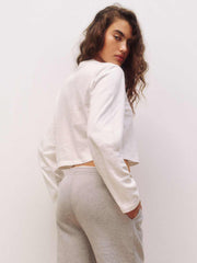 Reformation Asher Cropped Oversized Longsleeve Tee - White