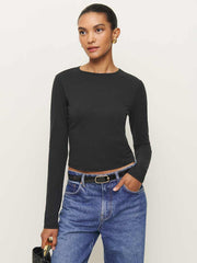 Reformation Ezra Slim Fit Long Sleeve - Black