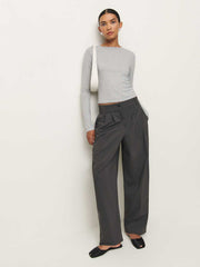 Reformation Ezra Slim Fit Long Sleeve - Heather Grey