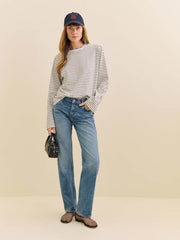 Reformation Asher Oversized Long Sleeve Tee - Black And White Stripe