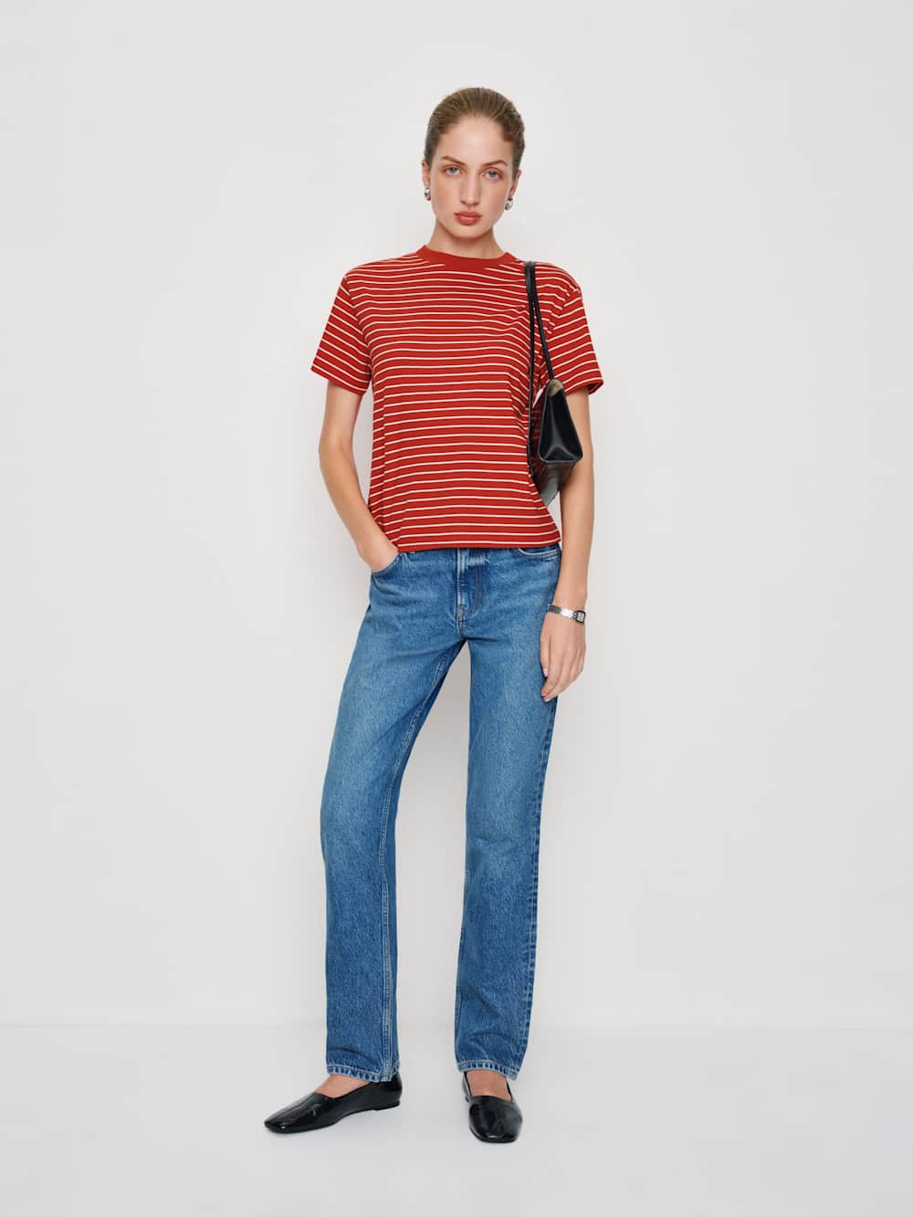Reformation Rowan Crew Tee - Ventura Stripe