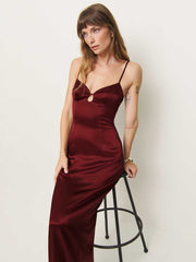 Reformation Sathia Satin Dress - Chianti