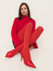 Reformation Swedish Stockings Olivia Premium Tights - Sharp Red