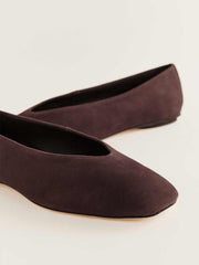 Reformation Prudence Ballet Flat - Espresso Suede