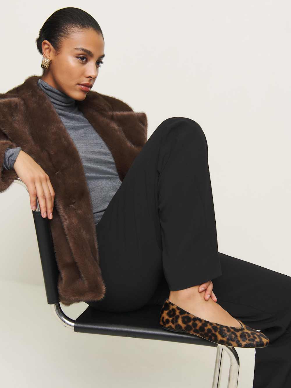 Reformation Prudence Ballet Flat - Leopard Haircalf