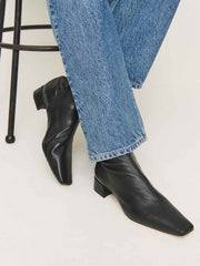 Reformation Rosina Ankle Boot - Black Stretch Leather