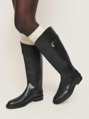 Reformation Franklin Knee Boot - Black Leather