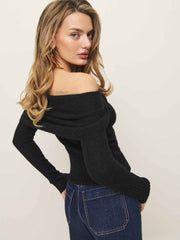 Reformation Florie Twist Front Sweater - Black