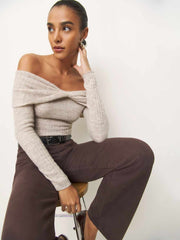 Reformation Florie Twist Front Sweater - Barley