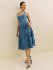 Reformation Lilith Denim Midi Dress - Laguna