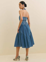 Reformation Lilith Denim Midi Dress - Laguna