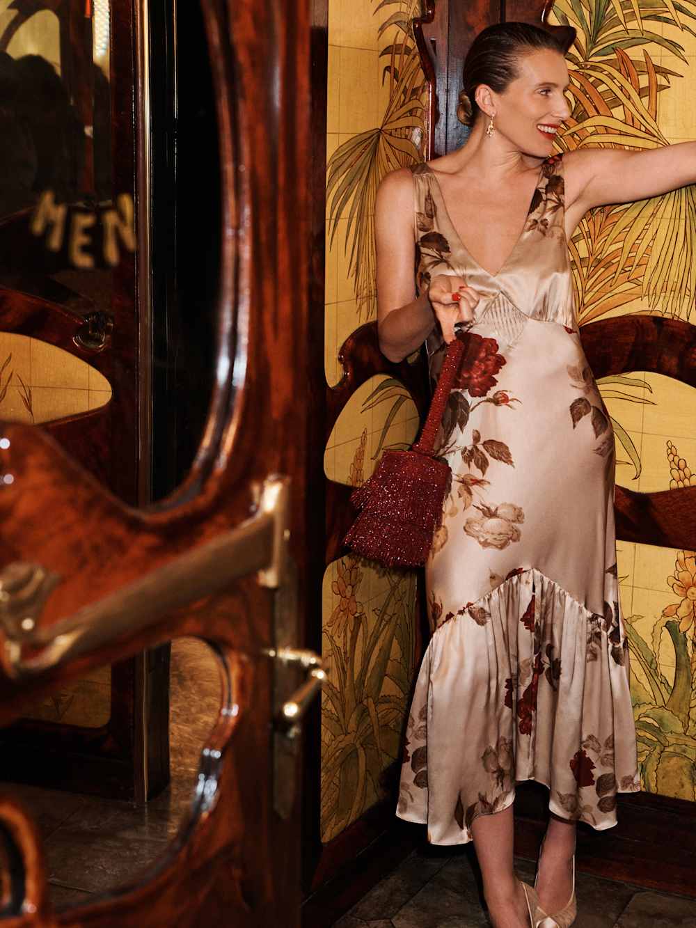 Reformation Cordia Silk Dress - Opera Border