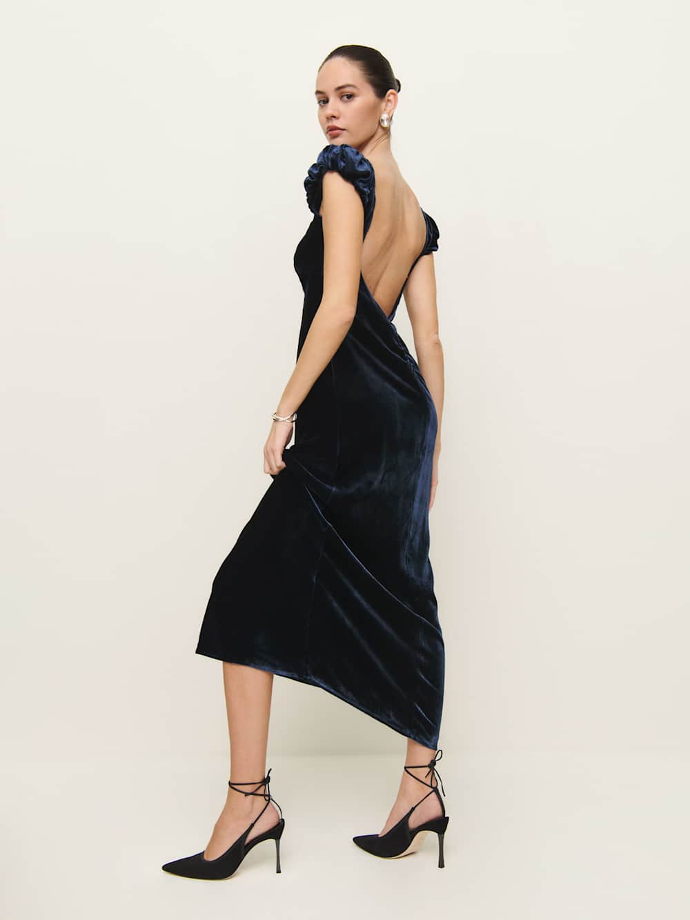 Reformation Rhia Velvet Dress - Navy