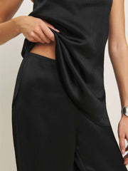 Reformation Alleia Satin Two Piece - Black Crinkle