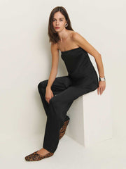 Reformation Alleia Satin Two Piece - Black Crinkle