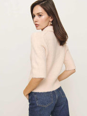 Reformation Daphne Collared Cardigan - Sorbet