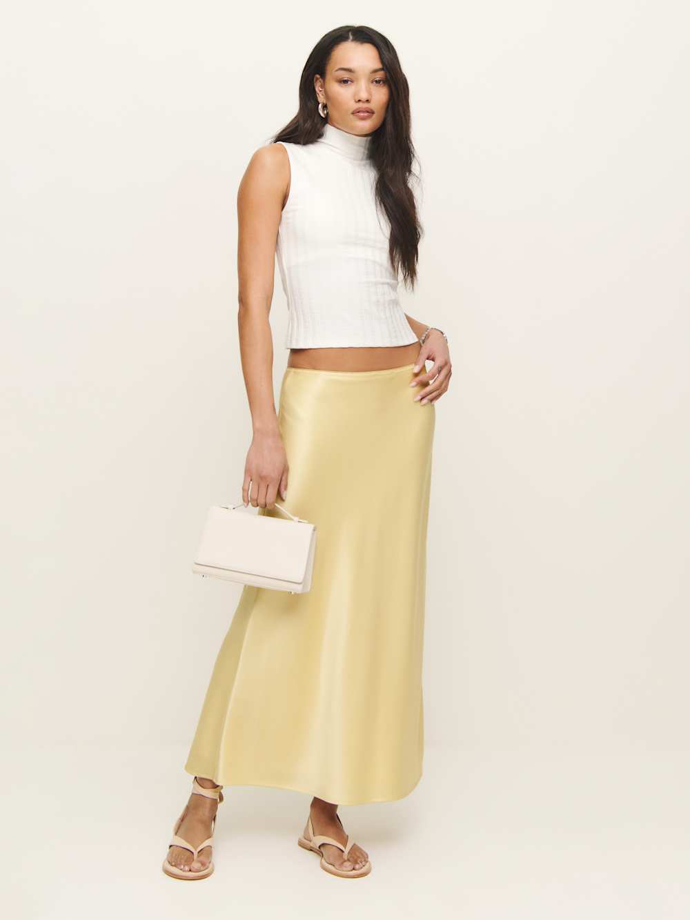 Reformation Petites Layla Satin Skirt - Blonde