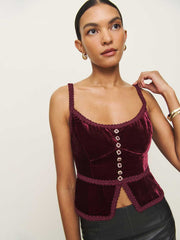 Reformation Minna Velvet Top - Chianti