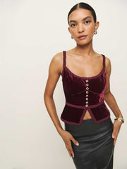 Reformation Minna Velvet Top - Chianti