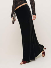 Reformation Bella Velvet Skirt - Black