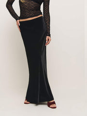 Reformation Bella Velvet Skirt - Black