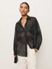 Reformation Eli Oversized Sheer Shirt - Sheer Black