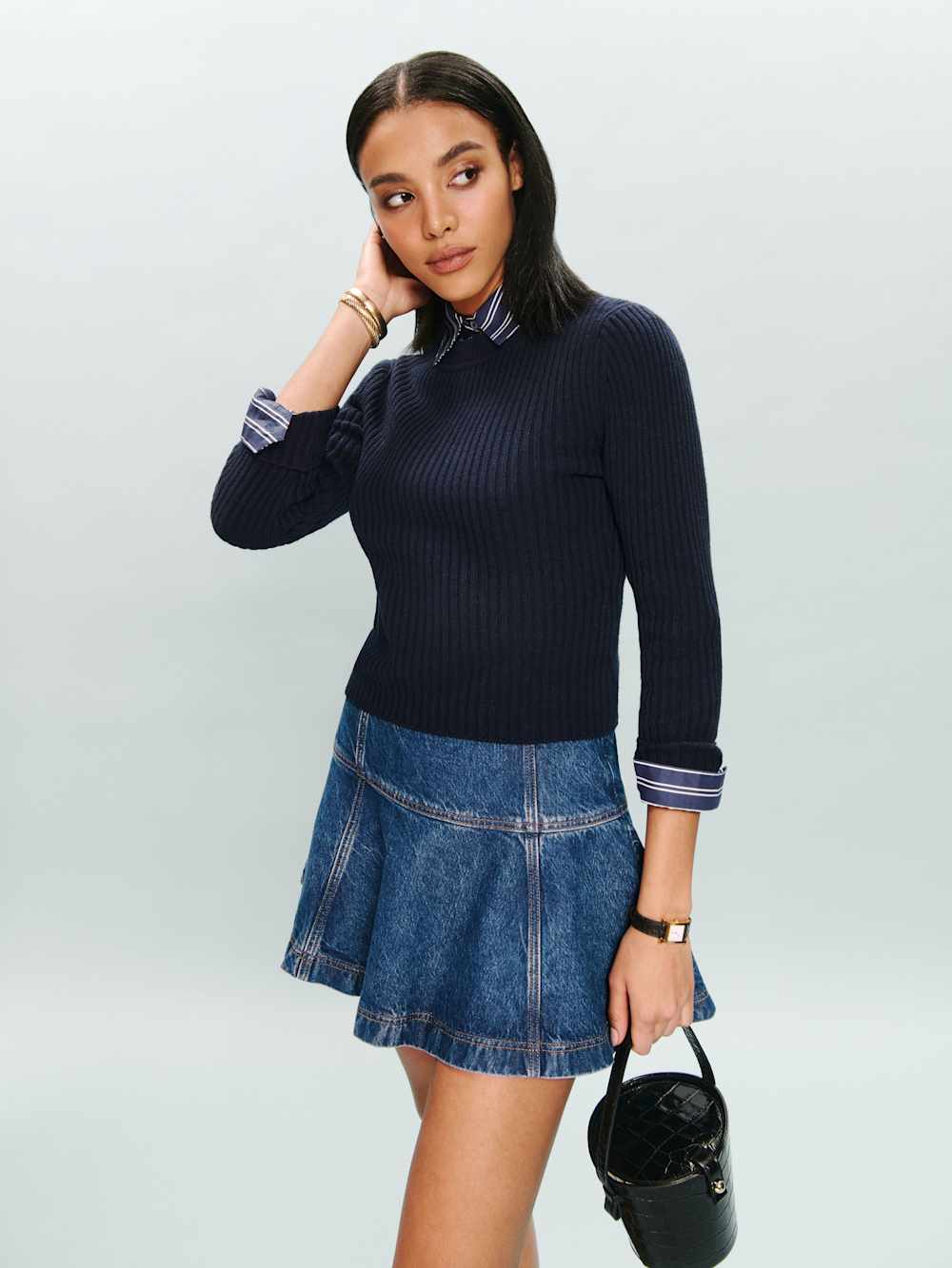 Reformation Bentley Denim Mini Skirt - Cleary
