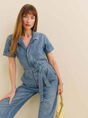 Reformation Graham Lived-in Denim Jumpsuit - Sharpe