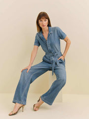 Reformation Graham Lived-in Denim Jumpsuit - Sharpe