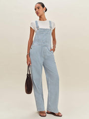 Reformation Arlo Denim Overalls - Island Stripe
