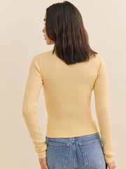 Reformation Hastings Cotton Sweater Zip - Parmesan