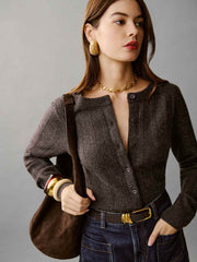 Reformation Hannah Crew Cardigan - Espresso