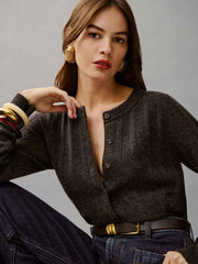 Reformation Hannah Crew Cardigan - Espresso