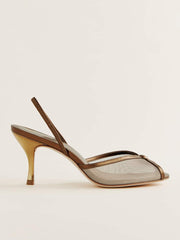 Reformation Paula Heeled Sandal - Bronze Mesh