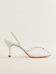 Reformation Paula Heeled Sandal - White Mesh