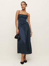 Reformation Zeya Satin Dress - Midnight Crinkle