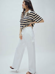 Reformation Diego Mid Rise Baggy Utility Jeans - Optic White