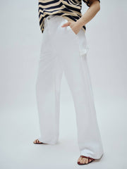 Reformation Diego Mid Rise Baggy Utility Jeans - Optic White