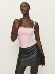 Reformation Bailee Velvet Top - Cherry Blossom