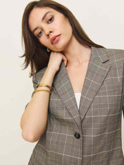 Reformation Wren Blazer - Brown Plaid