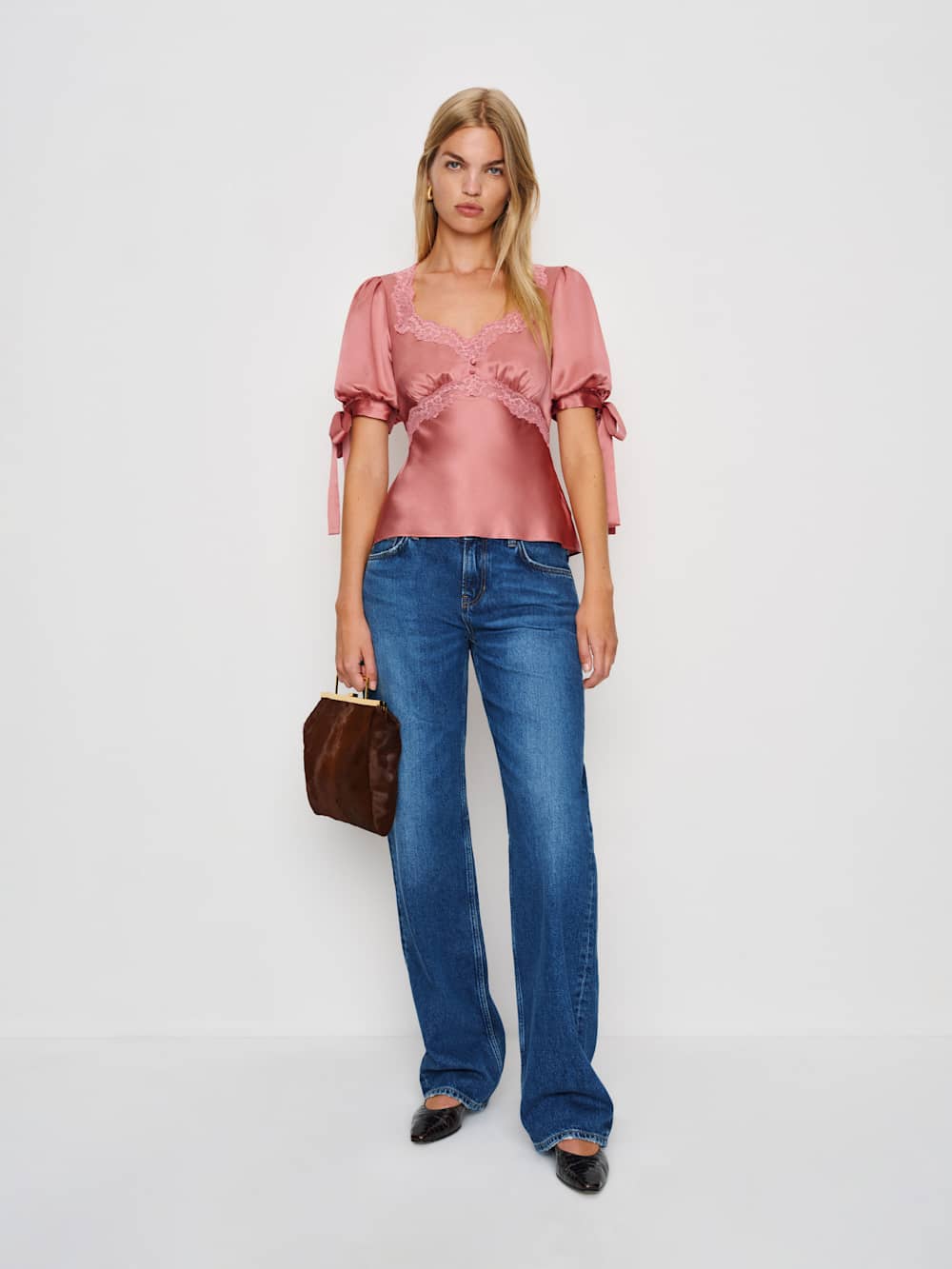 Reformation Dolly Silk Top - Dried Rose