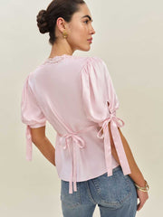 Reformation Dolly Silk Top - Cherry Blossom