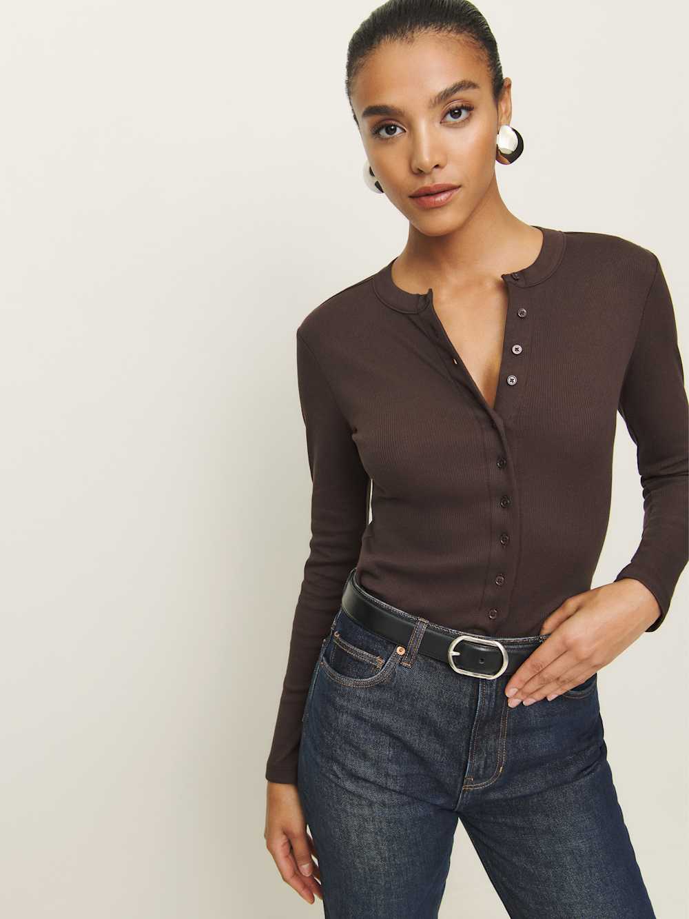 Reformation Hugh Knit Top - Mole