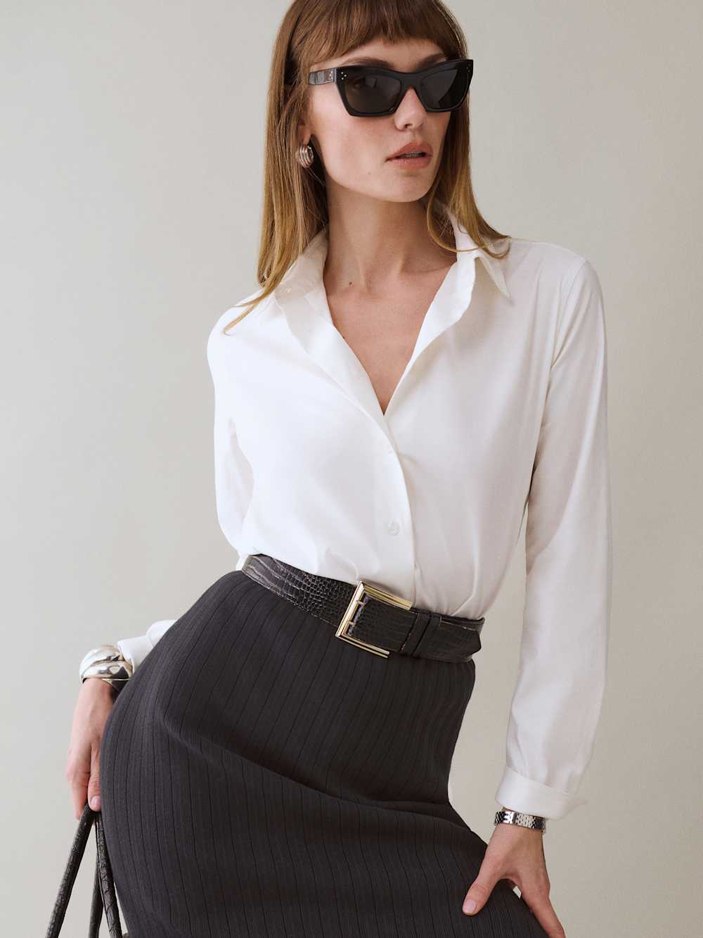 Reformation Alfie Relaxed Shirt - White