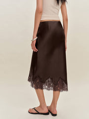 Reformation Carolina Silk Skirt - Black Bean