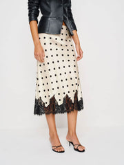Reformation Carolina Silk Skirt - Sundae Dot