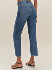 Reformation Arleth Mid Rise Straight Leg Cropped Jeans - Pelican