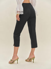 Reformation Petra Linen Low Rise Pedal Pusher Pant - Black
