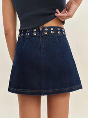 Reformation Jaylene Mid Rise Denim Mini Skirt - Flinders Grommets