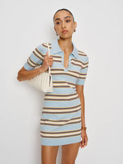 Reformation Hadley Cotton Polo Sweater Dress - Horizon Multi Stripe